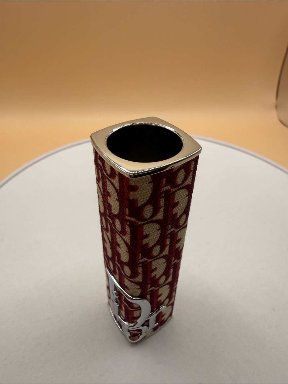 Dior Monogram Fabric Lipstick Holder in Burgundy and Beige - Picture 3 of 3